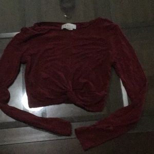 Cute long sleeve burgundy croptop